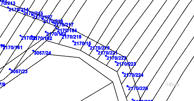Parcela st. 2170/221 v KÚ Věteřov, Katastrální mapa