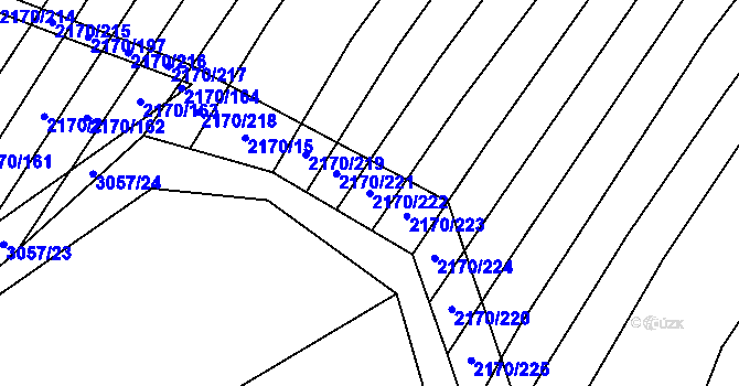 Parcela st. 2170/222 v KÚ Věteřov, Katastrální mapa