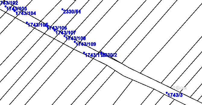 Parcela st. 2330/2 v KÚ Věteřov, Katastrální mapa