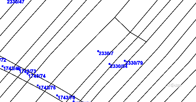 Parcela st. 2330/7 v KÚ Věteřov, Katastrální mapa