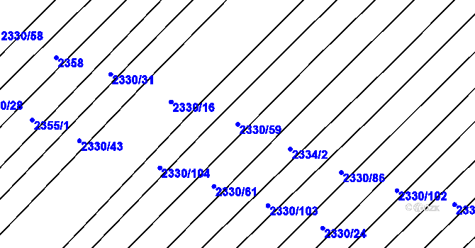 Parcela st. 2330/59 v KÚ Věteřov, Katastrální mapa
