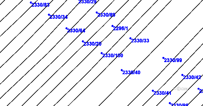 Parcela st. 2330/100 v KÚ Věteřov, Katastrální mapa