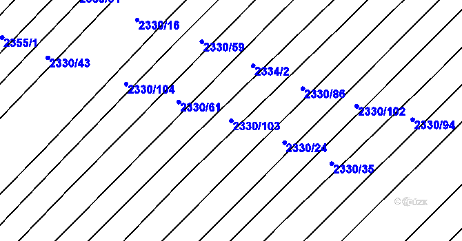 Parcela st. 2330/103 v KÚ Věteřov, Katastrální mapa
