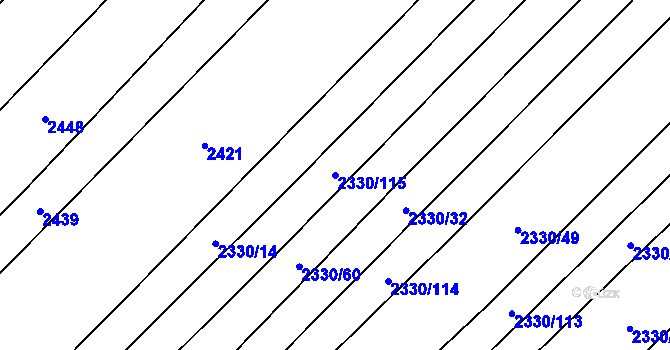 Parcela st. 2330/115 v KÚ Věteřov, Katastrální mapa