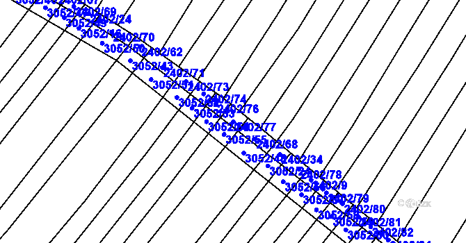Parcela st. 2402/77 v KÚ Věteřov, Katastrální mapa