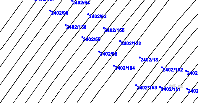 Parcela st. 2402/88 v KÚ Věteřov, Katastrální mapa