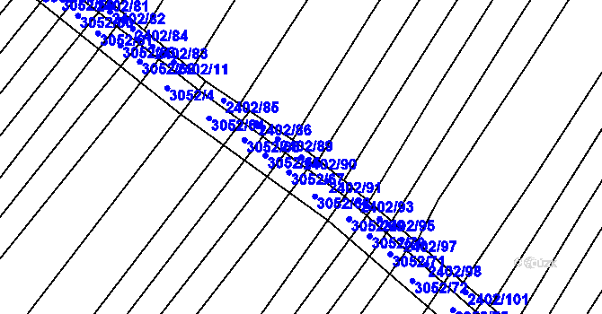 Parcela st. 2402/90 v KÚ Věteřov, Katastrální mapa