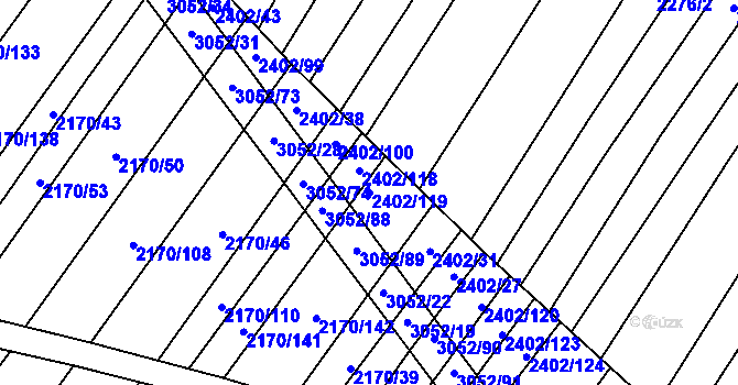 Parcela st. 2402/119 v KÚ Věteřov, Katastrální mapa