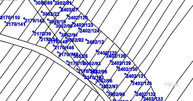 Parcela st. 2402/125 v KÚ Věteřov, Katastrální mapa