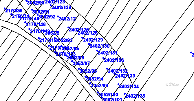 Parcela st. 2402/131 v KÚ Věteřov, Katastrální mapa