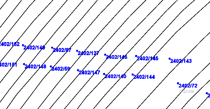Parcela st. 2402/146 v KÚ Věteřov, Katastrální mapa