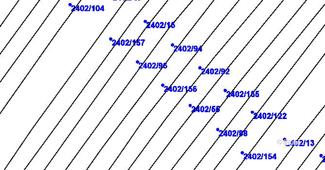 Parcela st. 2402/156 v KÚ Věteřov, Katastrální mapa