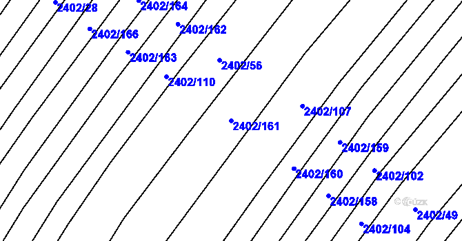 Parcela st. 2402/161 v KÚ Věteřov, Katastrální mapa