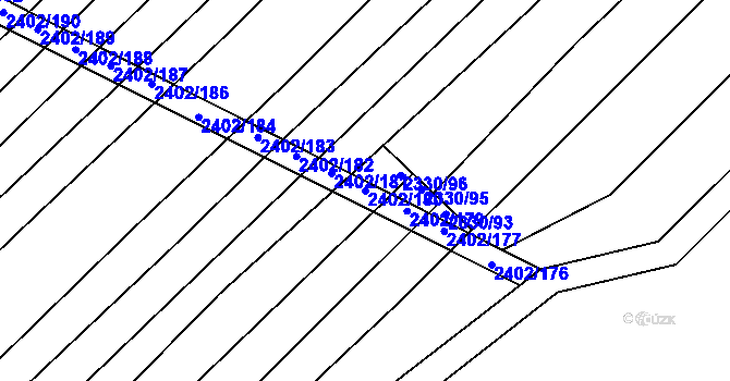 Parcela st. 2402/180 v KÚ Věteřov, Katastrální mapa