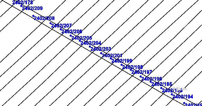 Parcela st. 2402/201 v KÚ Věteřov, Katastrální mapa