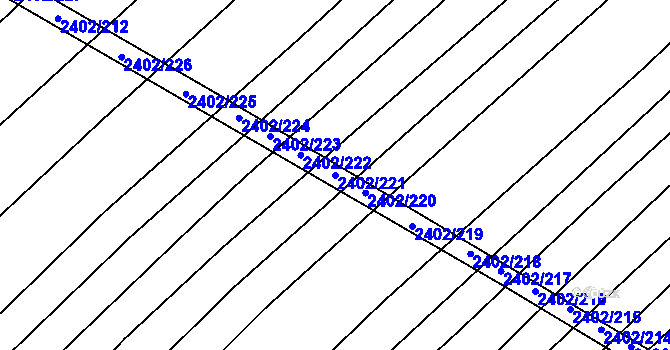 Parcela st. 2402/221 v KÚ Věteřov, Katastrální mapa
