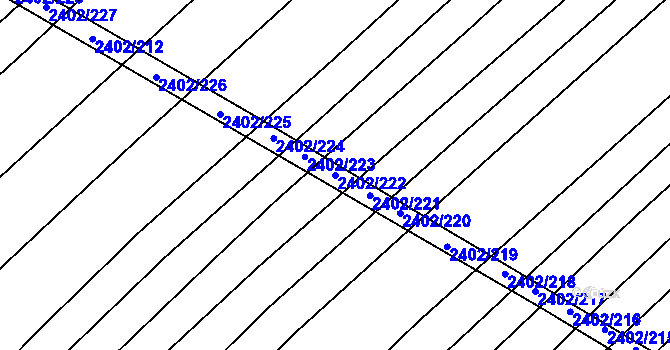 Parcela st. 2402/222 v KÚ Věteřov, Katastrální mapa