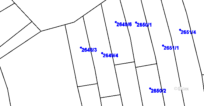 Parcela st. 2649/4 v KÚ Věteřov, Katastrální mapa