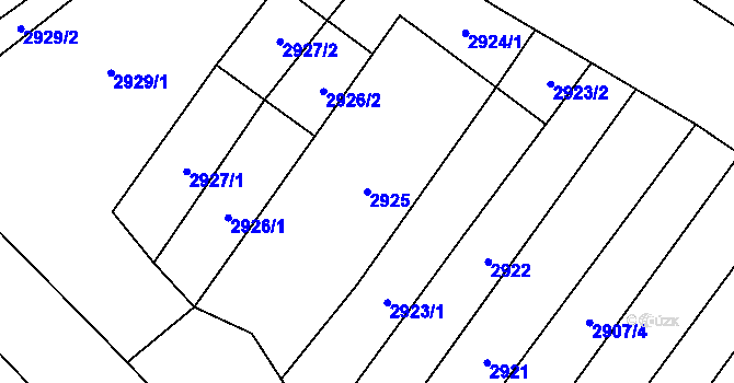 Parcela st. 2925 v KÚ Věteřov, Katastrální mapa