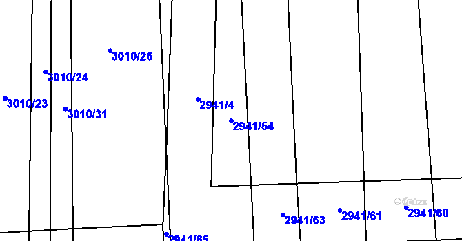 Parcela st. 2941/54 v KÚ Věteřov, Katastrální mapa