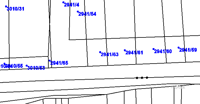 Parcela st. 2941/63 v KÚ Věteřov, Katastrální mapa