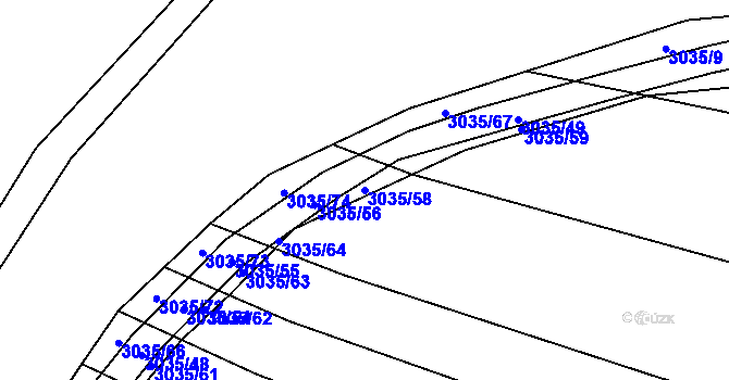Parcela st. 3035/58 v KÚ Věteřov, Katastrální mapa