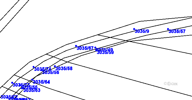 Parcela st. 3035/59 v KÚ Věteřov, Katastrální mapa