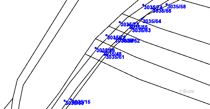 Parcela st. 3035/61 v KÚ Věteřov, Katastrální mapa