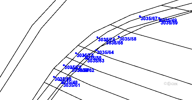 Parcela st. 3035/64 v KÚ Věteřov, Katastrální mapa