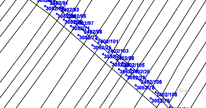 Parcela st. 3052/76 v KÚ Věteřov, Katastrální mapa