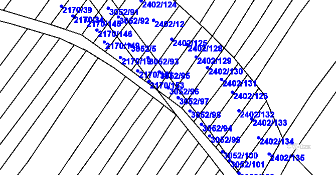Parcela st. 3052/96 v KÚ Věteřov, Katastrální mapa
