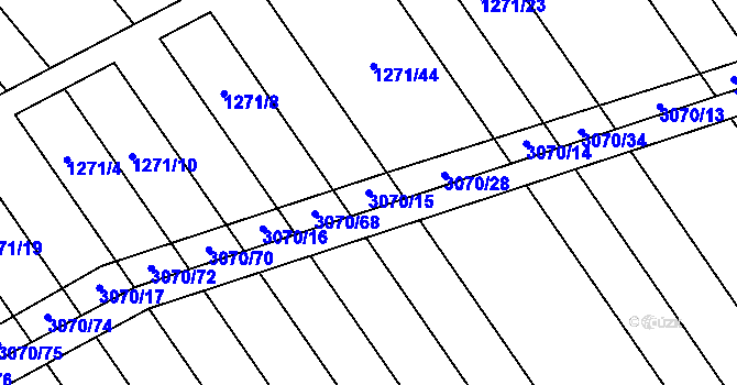 Parcela st. 3070/15 v KÚ Věteřov, Katastrální mapa