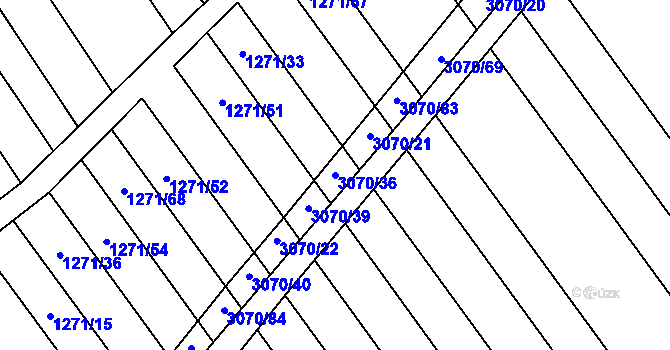 Parcela st. 3070/36 v KÚ Věteřov, Katastrální mapa