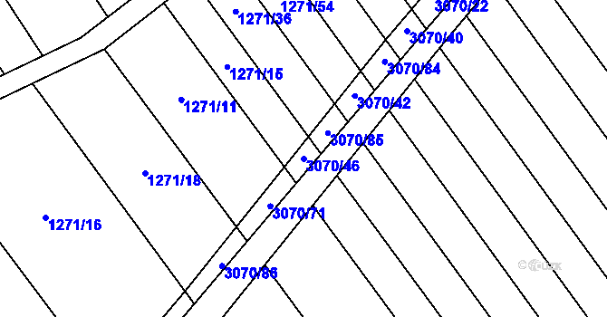 Parcela st. 3070/46 v KÚ Věteřov, Katastrální mapa