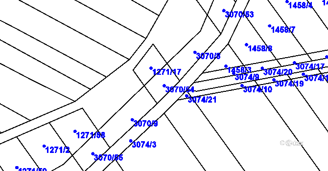 Parcela st. 3070/54 v KÚ Věteřov, Katastrální mapa