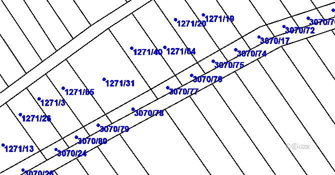 Parcela st. 3070/77 v KÚ Věteřov, Katastrální mapa