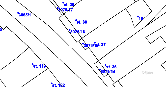 Parcela st. 3075/15 v KÚ Věteřov, Katastrální mapa