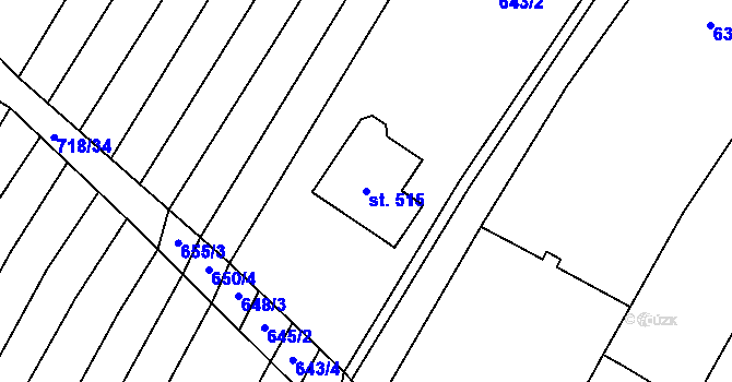 Parcela st. 515 v KÚ Věteřov, Katastrální mapa
