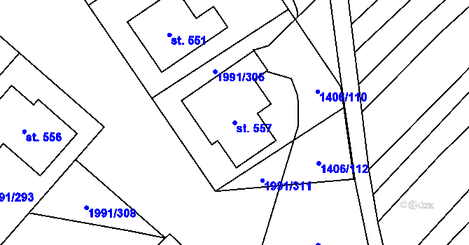 Parcela st. 557 v KÚ Věteřov, Katastrální mapa
