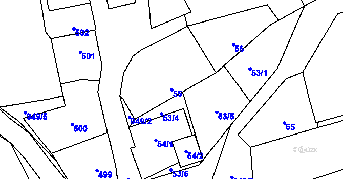 Parcela st. 55 v KÚ Větrný Jeníkov, Katastrální mapa