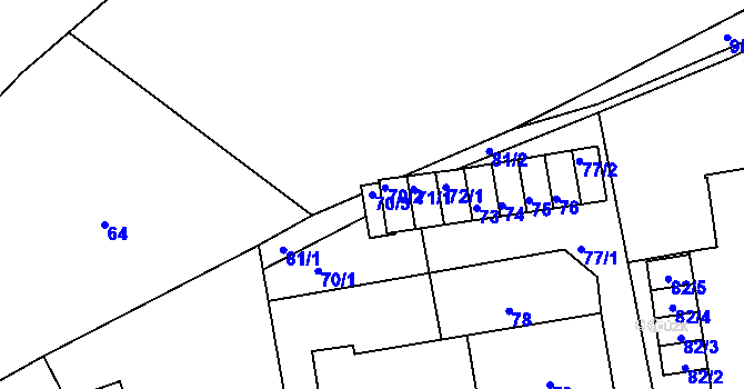 Parcela st. 70/3 v KÚ Větrný Jeníkov, Katastrální mapa