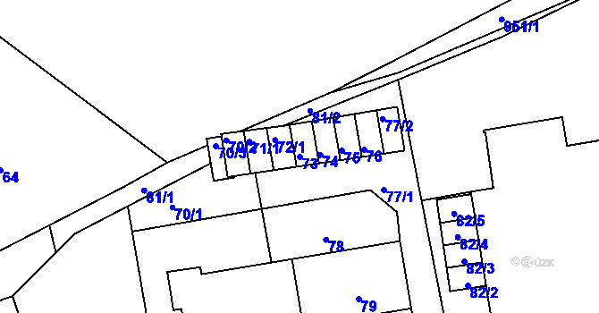 Parcela st. 73 v KÚ Větrný Jeníkov, Katastrální mapa