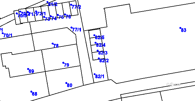 Parcela st. 82/3 v KÚ Větrný Jeníkov, Katastrální mapa