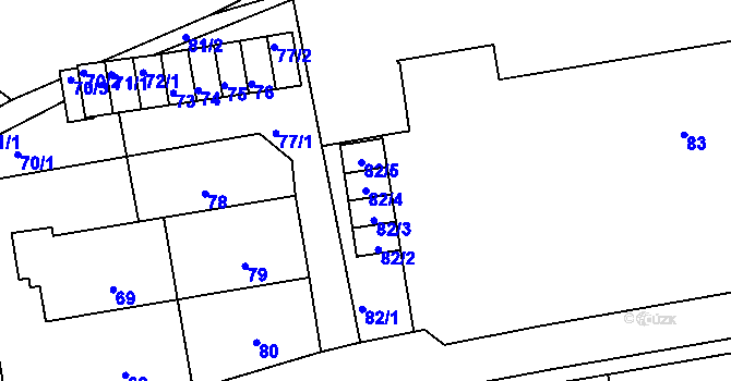 Parcela st. 82/4 v KÚ Větrný Jeníkov, Katastrální mapa