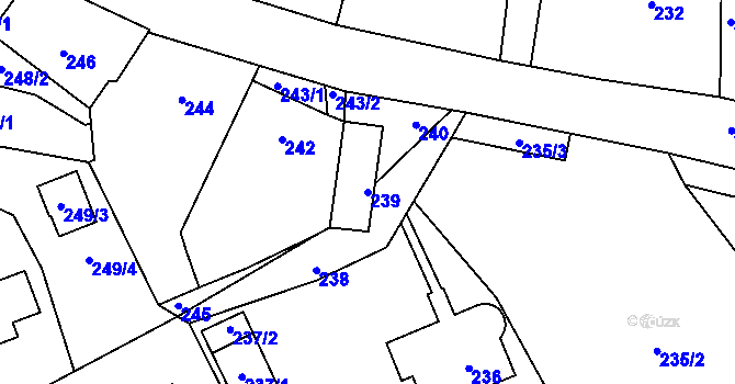 Parcela st. 239 v KÚ Větrný Jeníkov, Katastrální mapa