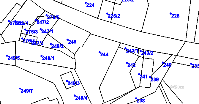 Parcela st. 244 v KÚ Větrný Jeníkov, Katastrální mapa