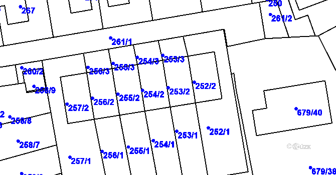 Parcela st. 253/2 v KÚ Větrný Jeníkov, Katastrální mapa