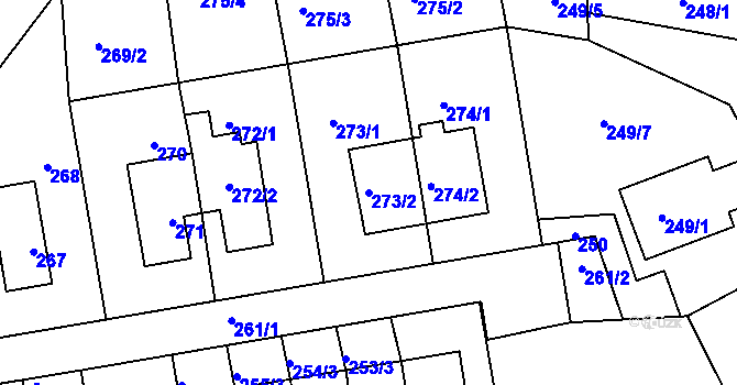 Parcela st. 273/2 v KÚ Větrný Jeníkov, Katastrální mapa
