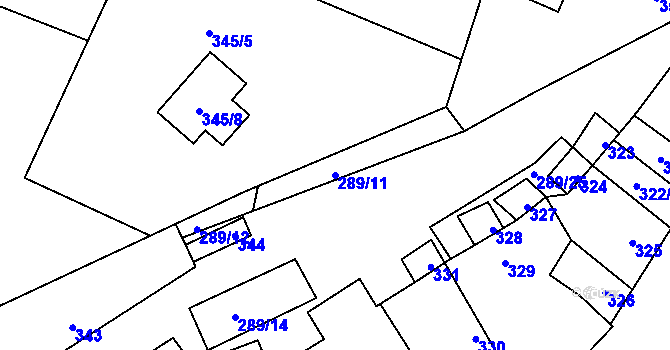 Parcela st. 289/11 v KÚ Větrný Jeníkov, Katastrální mapa