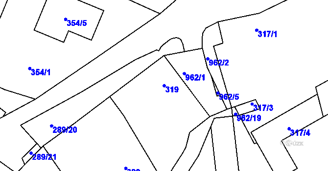 Parcela st. 319 v KÚ Větrný Jeníkov, Katastrální mapa